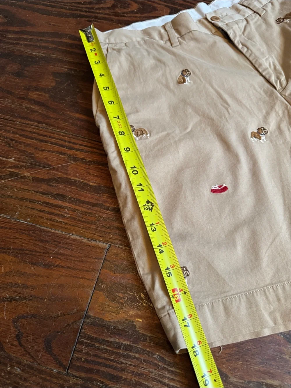 Polo by Ralph Lauren Khaki Embroidered Bulldog Shorts 33W